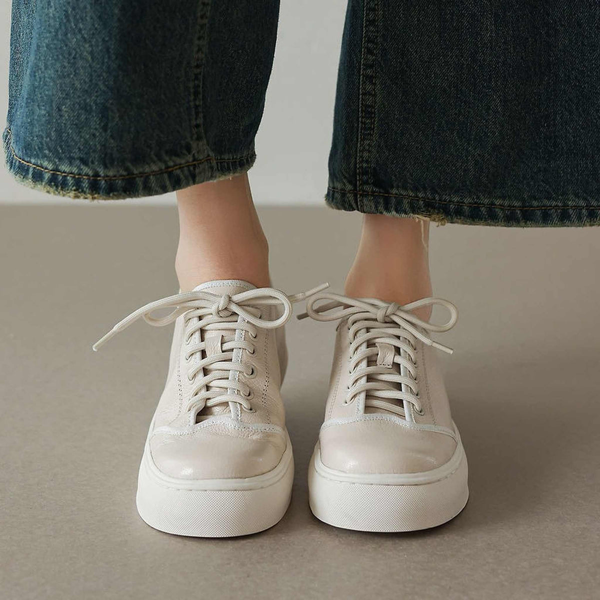 HAJINK Platform Sheepskin Flats 08