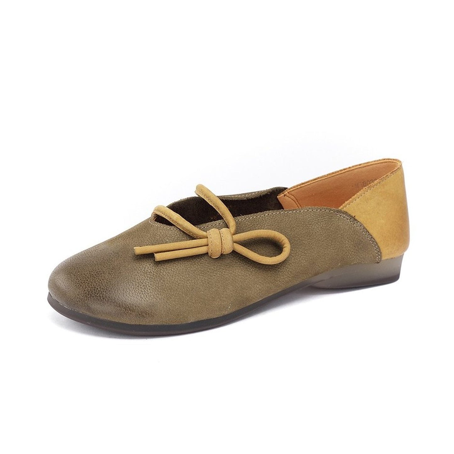 retro art color block soft sole leather slip on loafers 05