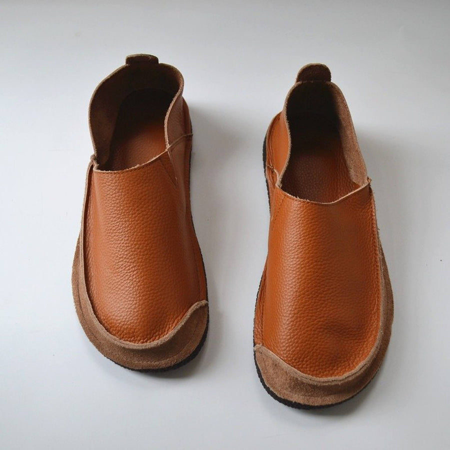 soft flat cowhide round toe deep mouth slip on shoes in 01