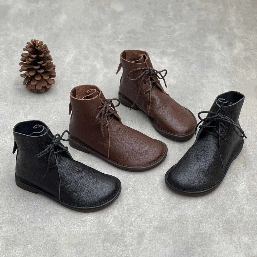 soft sole round toe british leather boots in black brow 01