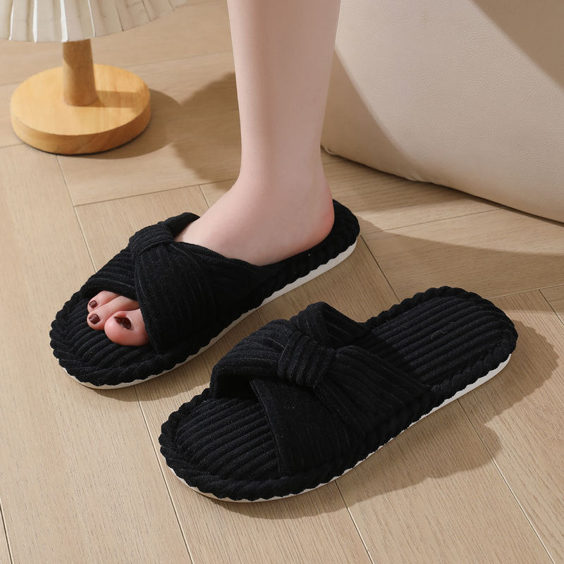 Bow Corduroy Slippers