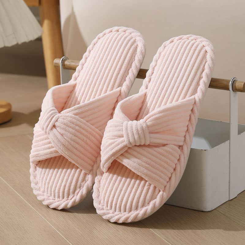 Bow Corduroy Slippers