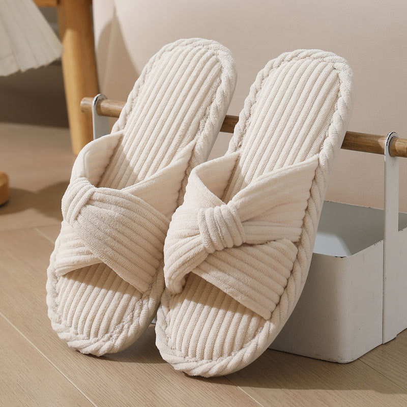 Bow Corduroy Slippers
