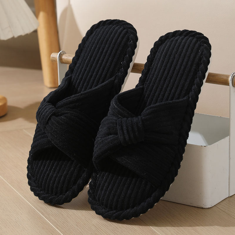 Bow Corduroy Slippers