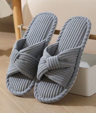 Bow Corduroy Slippers