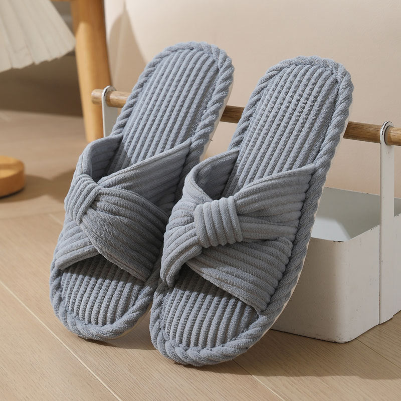 Bow Corduroy Slippers