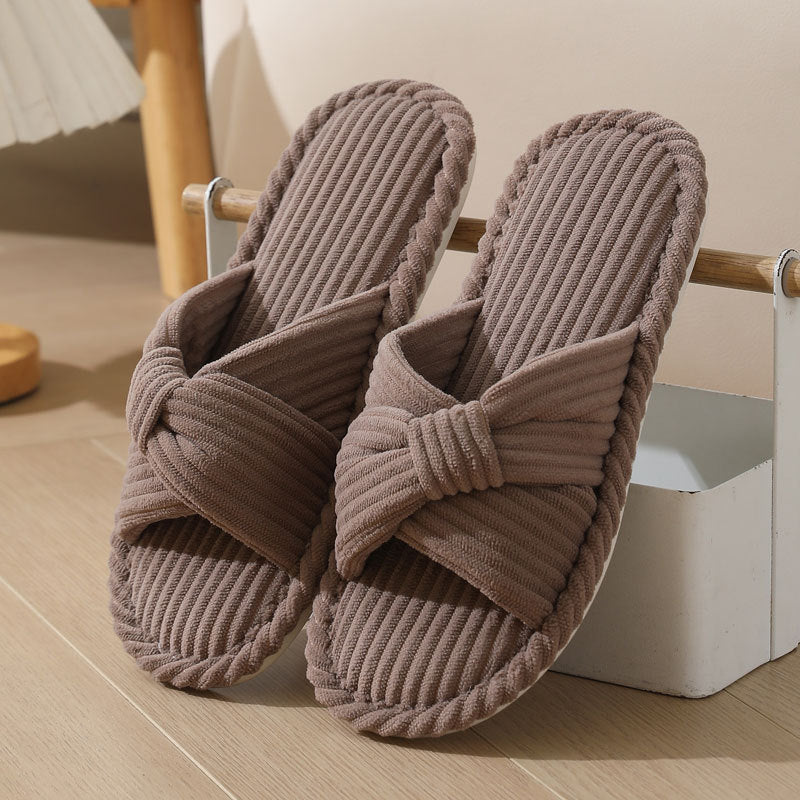 Bow Corduroy Slippers