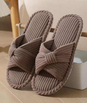 Bow Corduroy Slippers