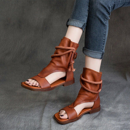 Wide Fit Round Toe Grain Leather Ankle Strap Sandals Handmade Retro Uniform Shoes