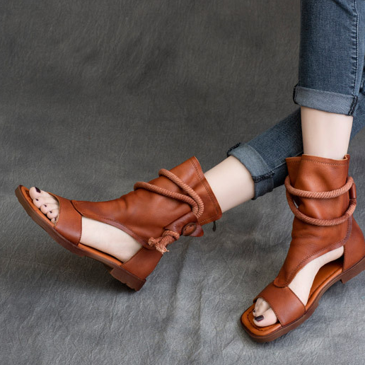 Wide Fit Round Toe Grain Leather Ankle Strap Sandals Handmade Retro Uniform Shoes