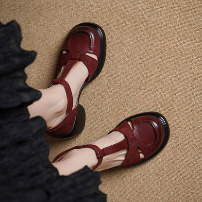 Women's Vintage Block Heel Pumps Classic T-Strap Mary Jane Shoes