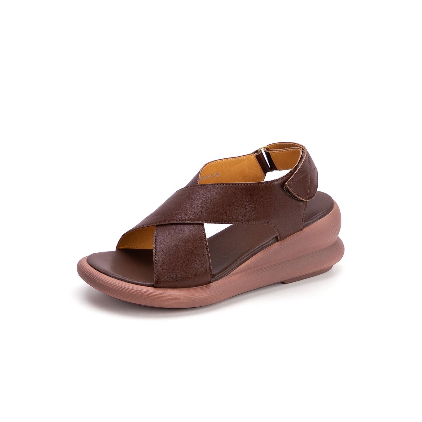 Hajink Wide Fit Full Grain Leather Criss-Cross Platform Sandals