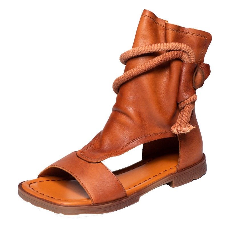 Wide Fit Round Toe Grain Leather Ankle Strap Sandals Handmade Retro Uniform Shoes
