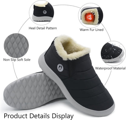 HAJINK Winter Boots for Women Lightweight Comfortable Plush Waterproof Stylish Solid Color Ladies Ankle Shoes