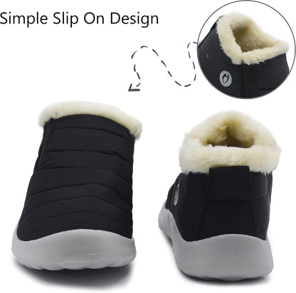 HAJINK Winter Boots for Women Lightweight Comfortable Plush Waterproof Stylish Solid Color Ladies Ankle Shoes