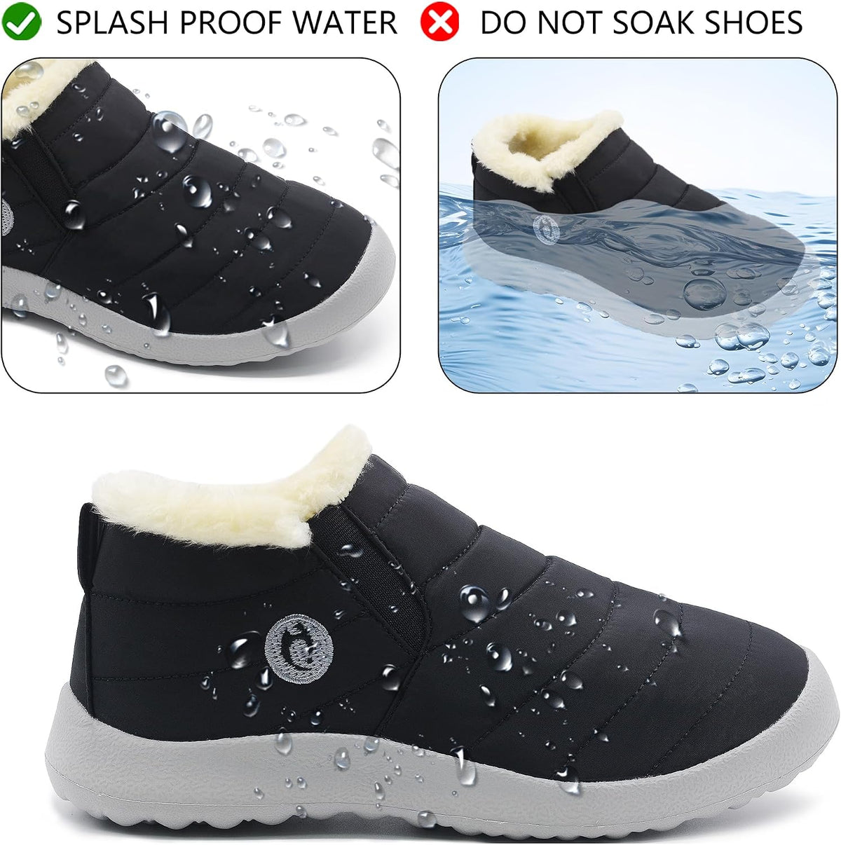 HAJINK Winter Boots for Women Lightweight Comfortable Plush Waterproof Stylish Solid Color Ladies Ankle Shoes