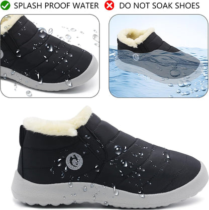 HAJINK Winter Boots for Women Lightweight Comfortable Plush Waterproof Stylish Solid Color Ladies Ankle Shoes