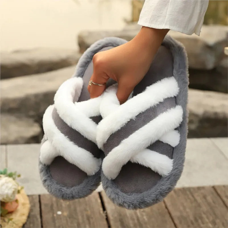 Cross Fluffy Slippers