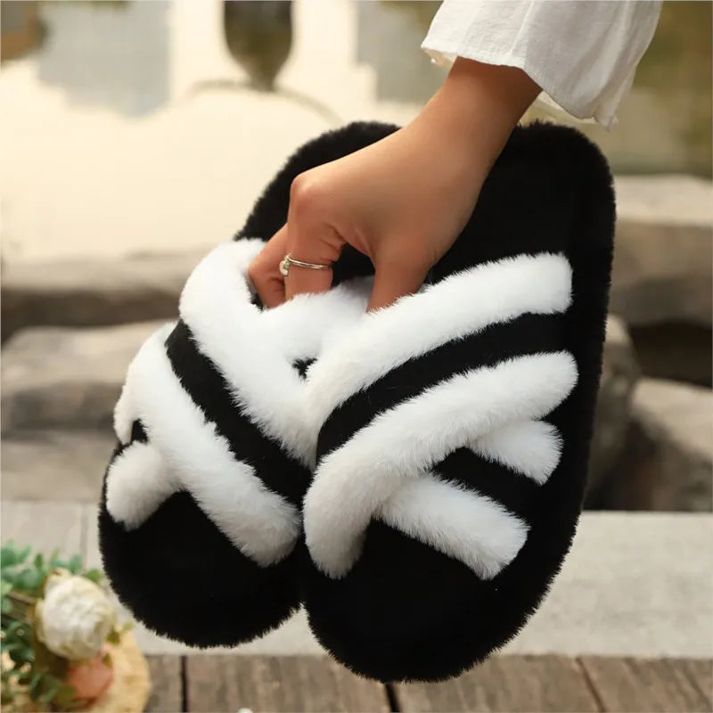 Cross Fluffy Slippers