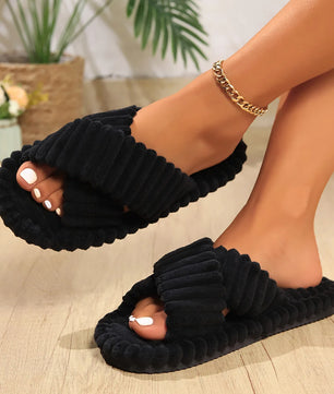 Corduroy Crossbands Slippers