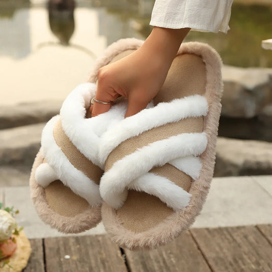 Cross Fluffy Slippers