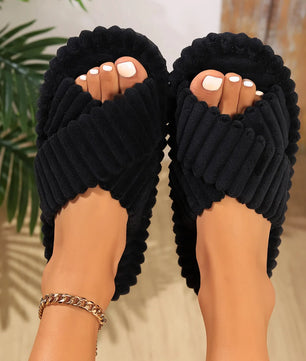 Corduroy Crossbands Slippers