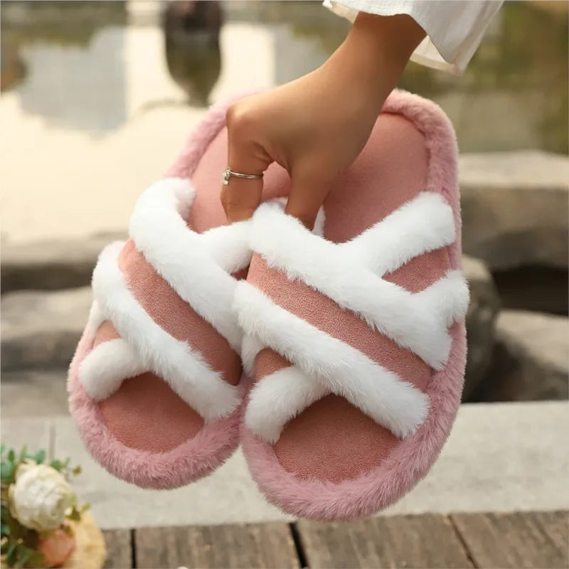 Cross Fluffy Slippers