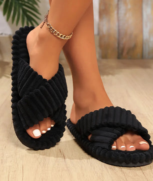 Corduroy Crossbands Slippers
