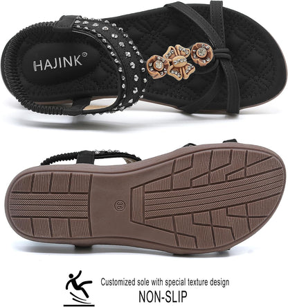 HAJINK Bohemian Flat Slip-On Sandals - 5