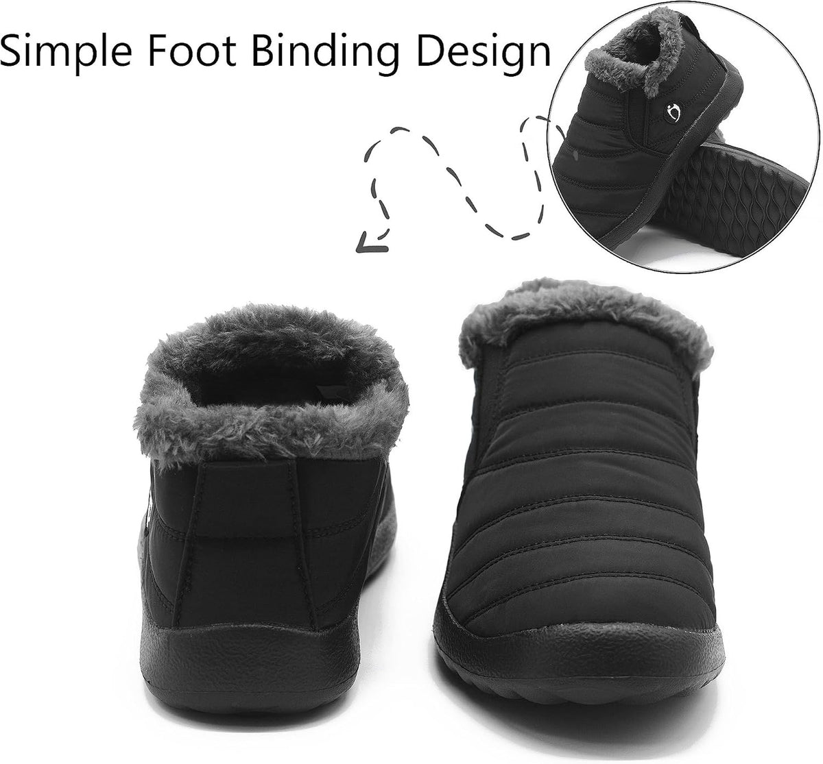 HAJINK Waterproof Slip-On Snow Ankle Boots - 06-back