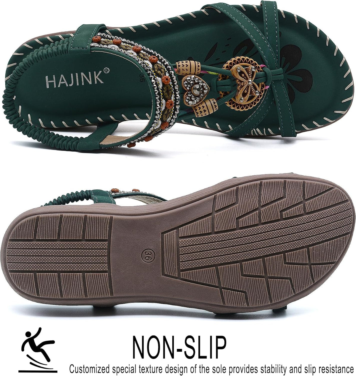 HAJINK Bohemian Flat Walking Sandals - 4
