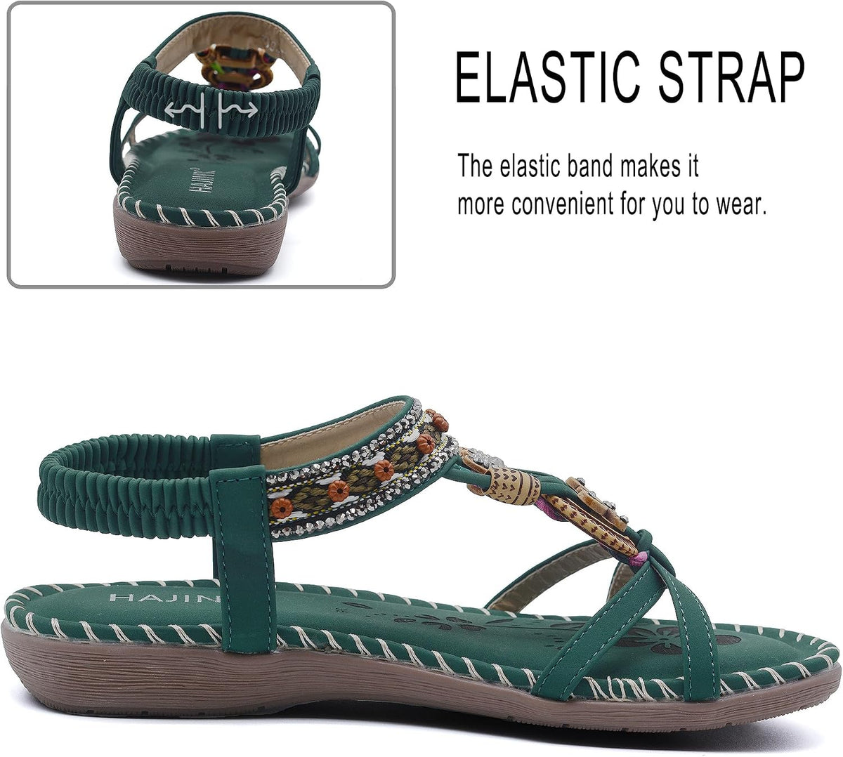 HAJINK Bohemian Flat Walking Sandals - 5