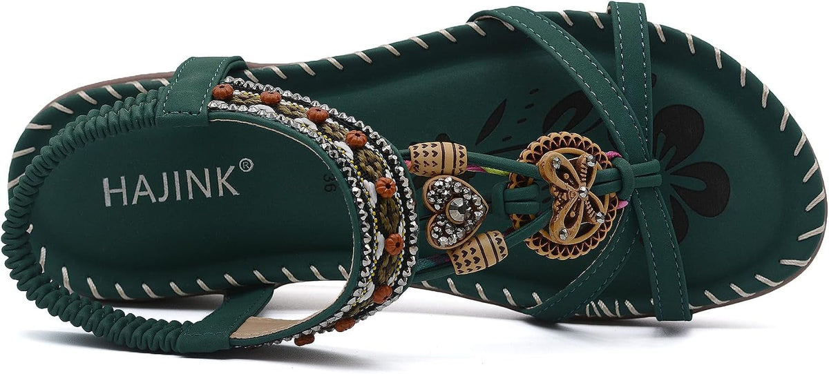HAJINK Bohemian Flat Walking Sandals - 7