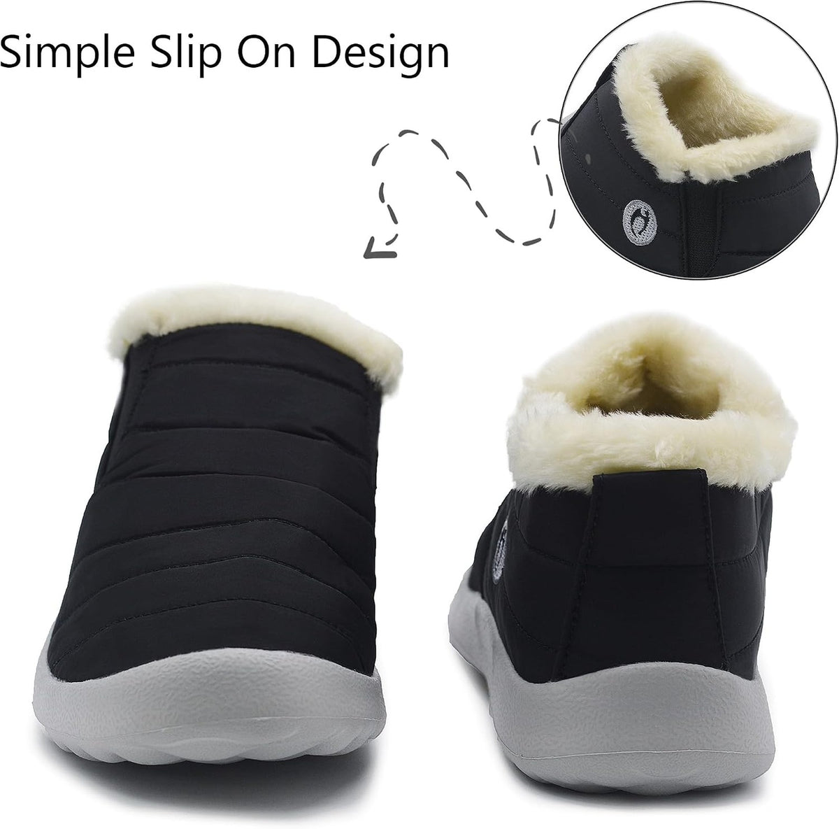 HAJINK Plush Waterproof Ankle Boots - 07-back-pair