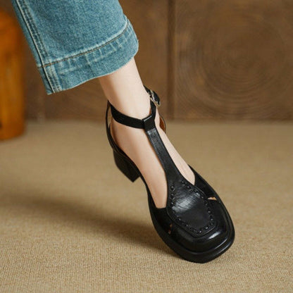 7 5cm french retro one strap closed toe chunky heel san 02