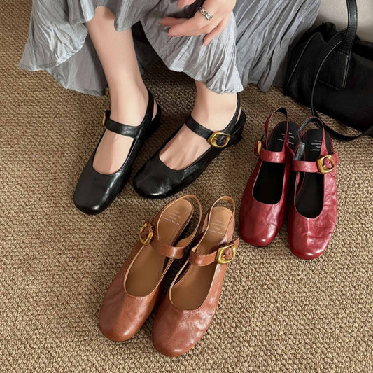 artistic retro sheepskin wedge heel open back mary jane 01