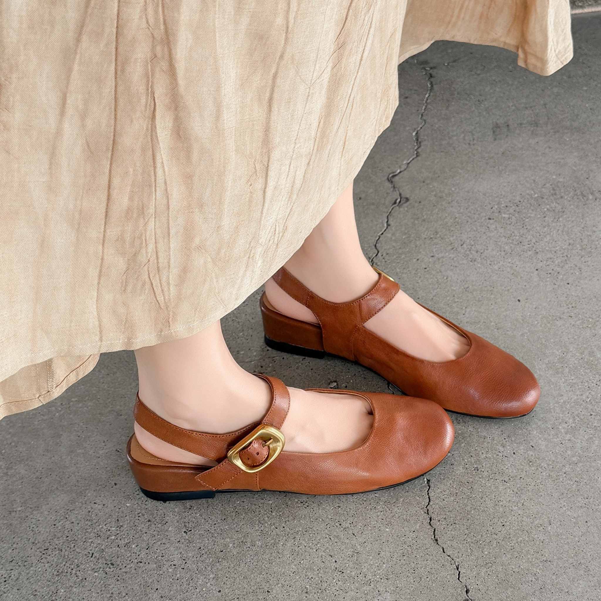artistic retro sheepskin wedge heel open back mary jane 02