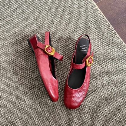 artistic retro sheepskin wedge heel open back mary jane 07