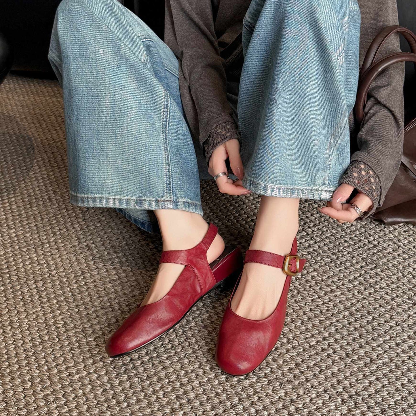 artistic retro sheepskin wedge heel open back mary jane 08