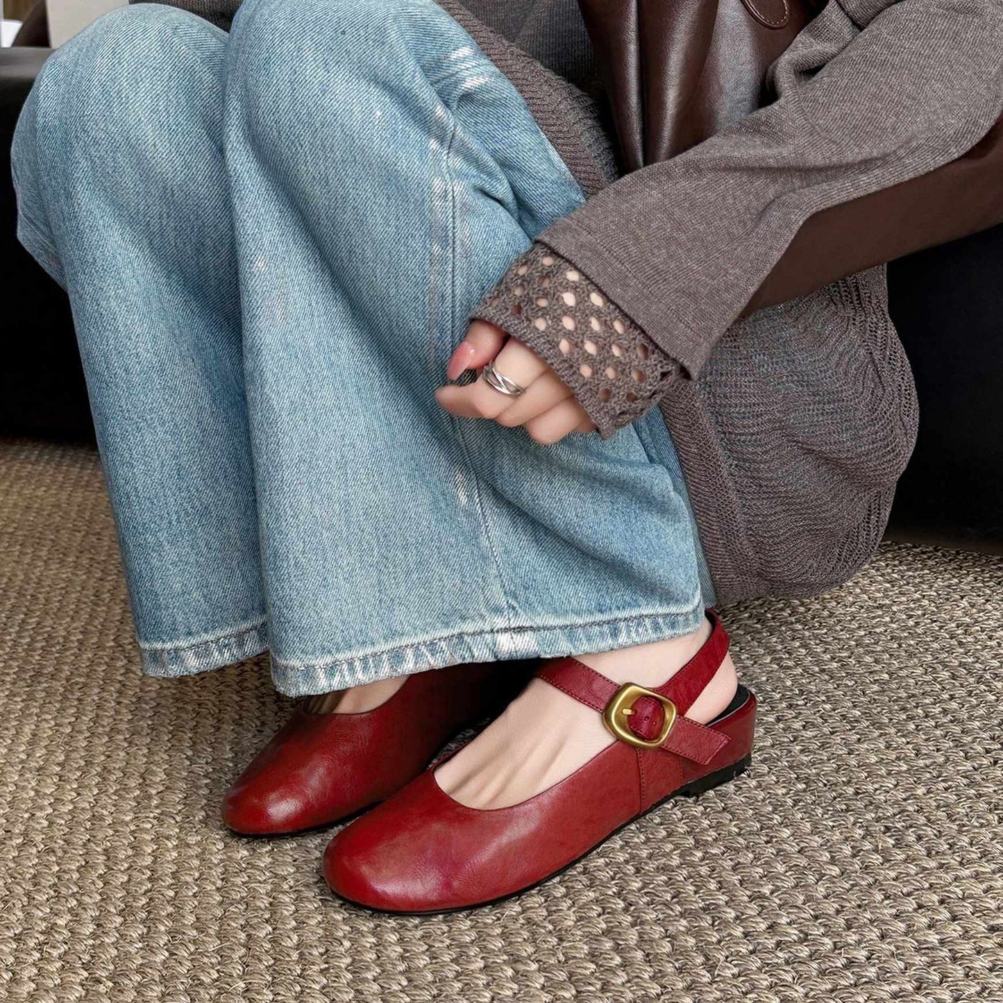 artistic retro sheepskin wedge heel open back mary jane 09