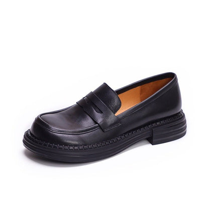 british full grain cowhide loafers for women in black c 05