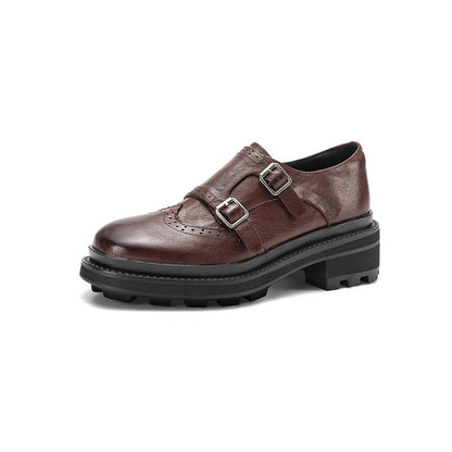 british hollow carved sheepskin mid heel buckle leather 03