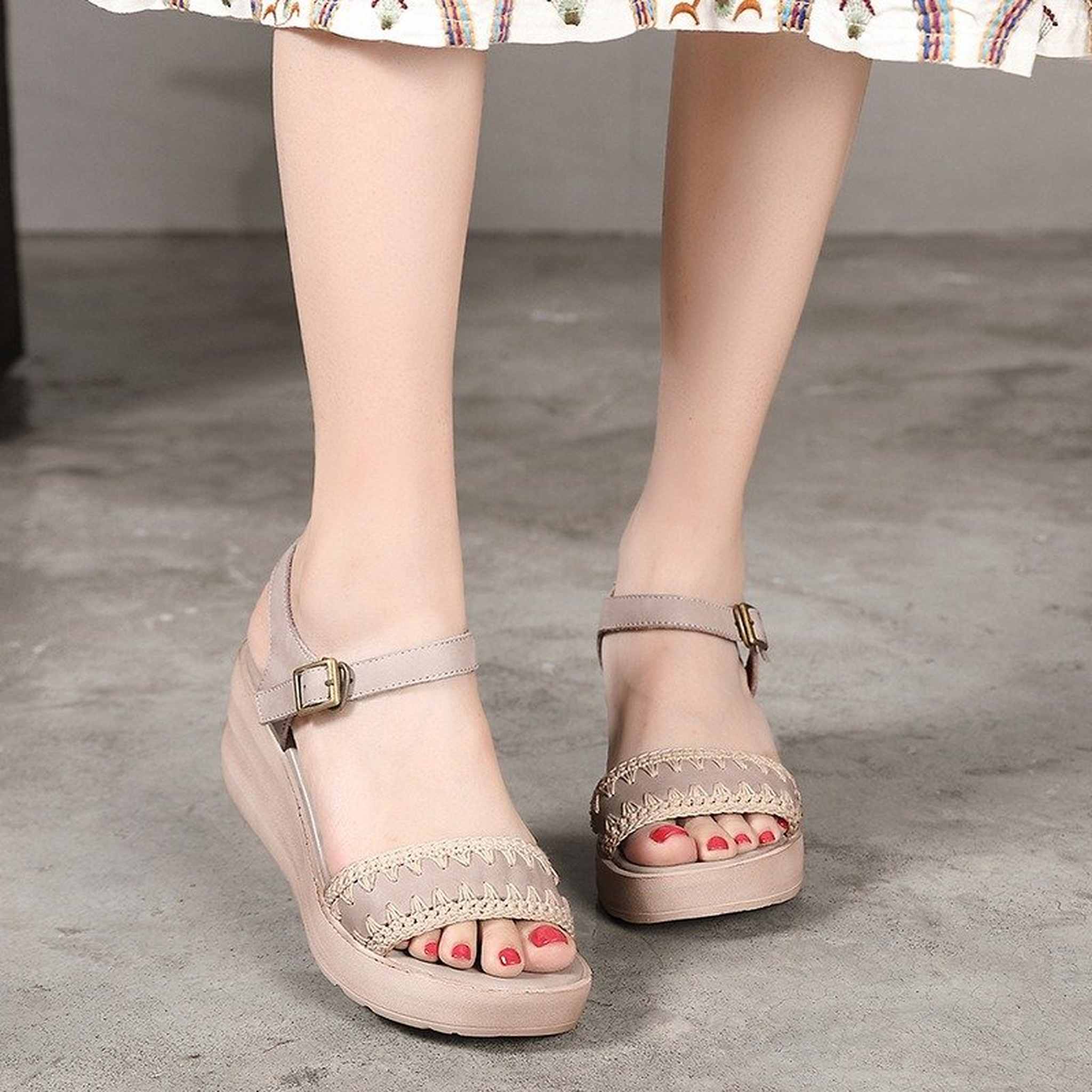 full grain leather knit wedge platform sandals for summ 02