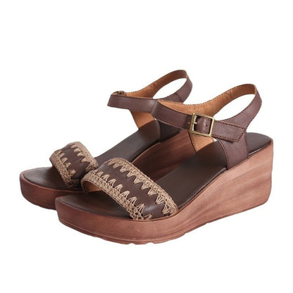 full grain leather knit wedge platform sandals for summ 05