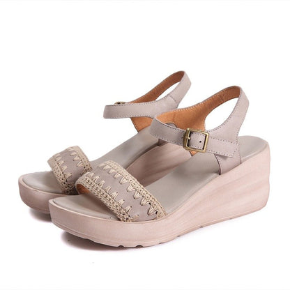 full grain leather knit wedge platform sandals for summ 06