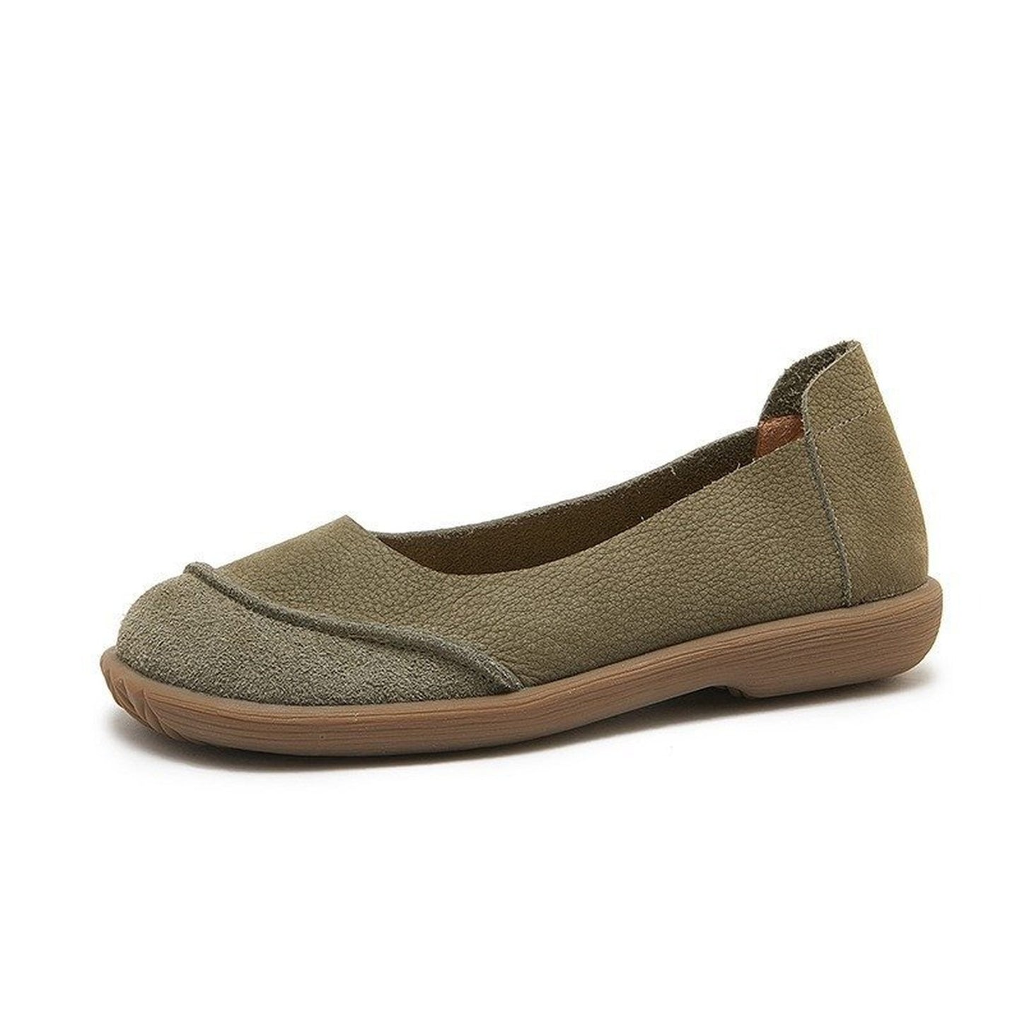full grain leather retro flat slip on shoes for summer  04