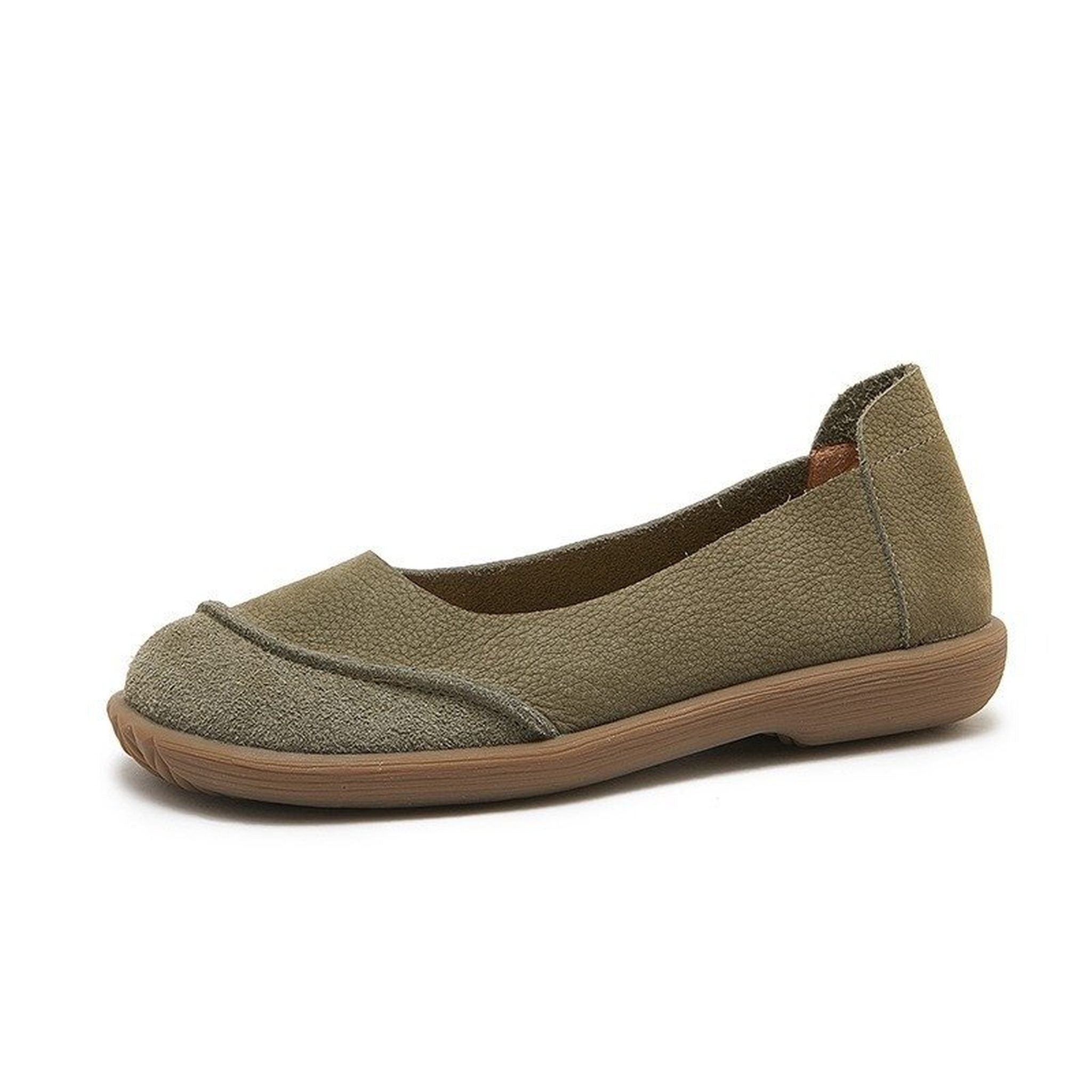 full grain leather retro flat slip on shoes for summer  04
