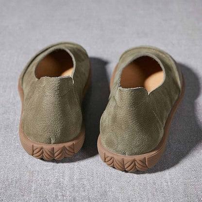 full grain leather retro flat slip on shoes for summer  10