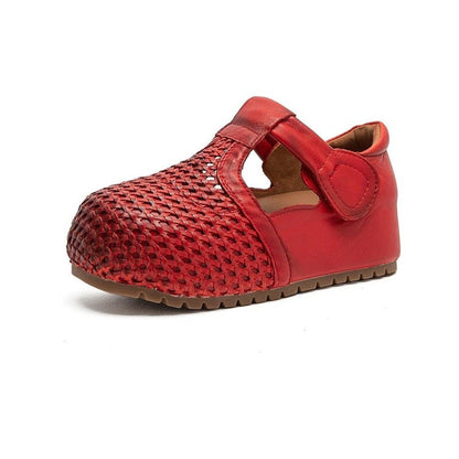full grain leather retro woven hollow sandals for summe 05