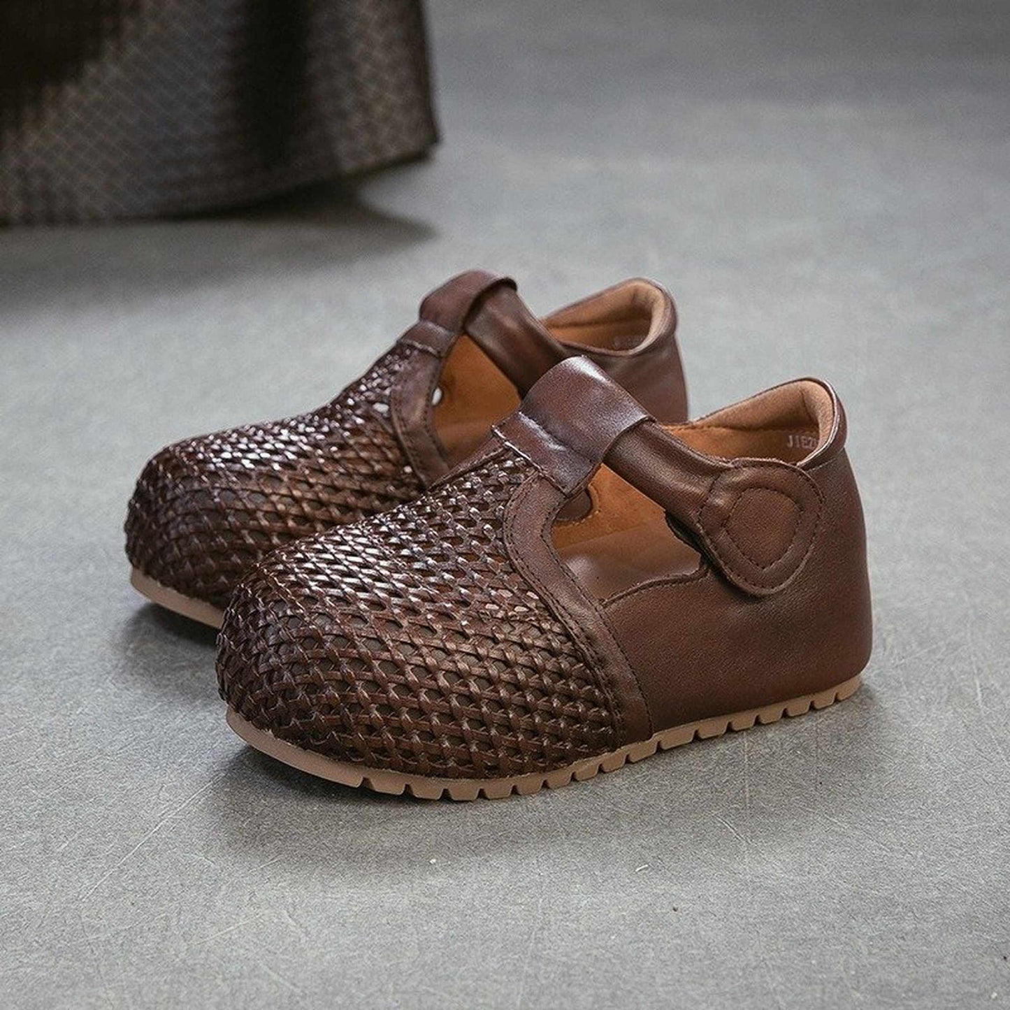 full grain leather retro woven hollow sandals for summe 07